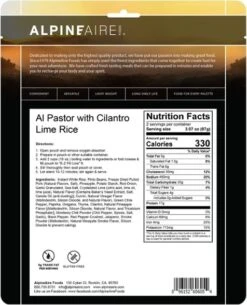 AlpineAire AL Pastor W/ Cilantro Lime Rice -PineTrail Store alpineaire al pastor w cilantro lime rice 2