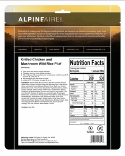 AlpineAire Chicken & Mushroom Rice Pilaf -PineTrail Store alpineaire chicken mushroom rice pilaf 2