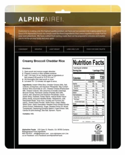AlpineAire Creamy Broccoli Cheddar Rice -PineTrail Store alpineaire creamy broccoli cheddar rice 2