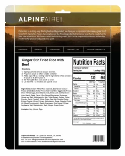 AlpineAire Ginger Stir Fried Rice With Beef -PineTrail Store alpineaire ginger stir fried rice with beef 2