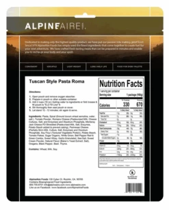 AlpineAire Tuscan Style Pasta Roma -PineTrail Store alpineaire tuscan style pasta roma 2