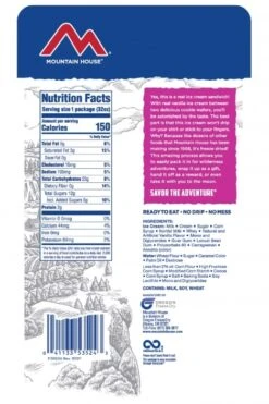 Mountain House Foods Ice Cream Sandwich -PineTrail Store mountain house foods ice cream sandwich 2
